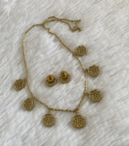 Antique gold white stone necklace set dj-54413