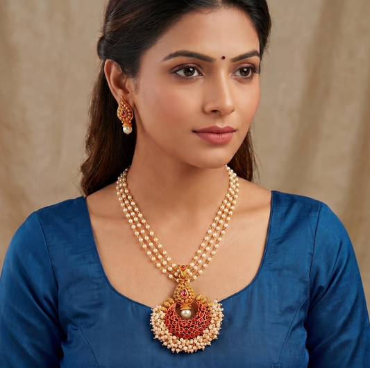 Beautiful Antique Kemp Mango Bali Necklace Set-dj08925