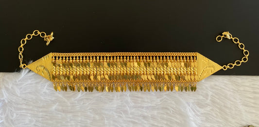 Gold tone kerala style elakka thali choker dj-52750