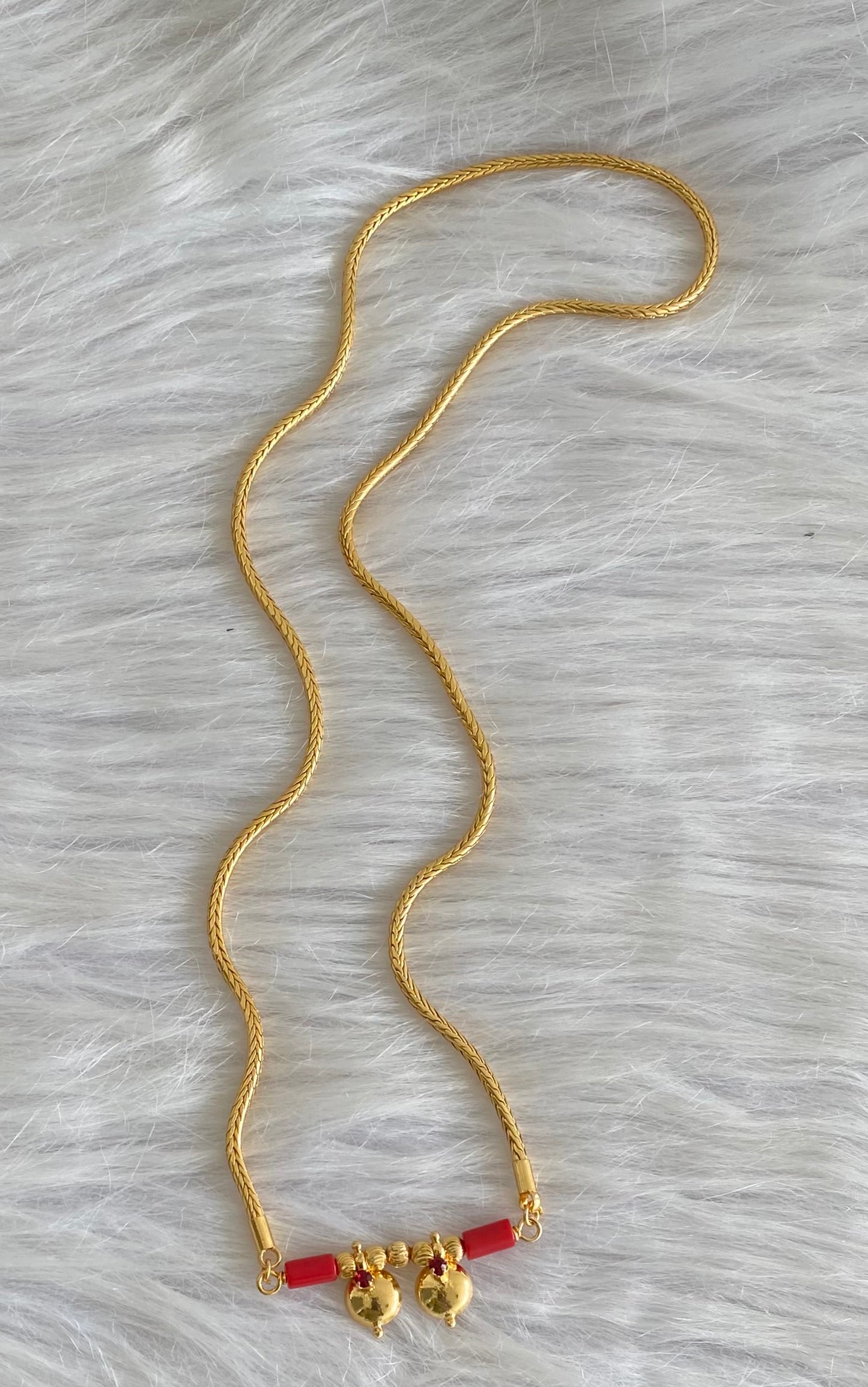 Gold tone 24 inches coral beaded bottu mangalyam dj-54113