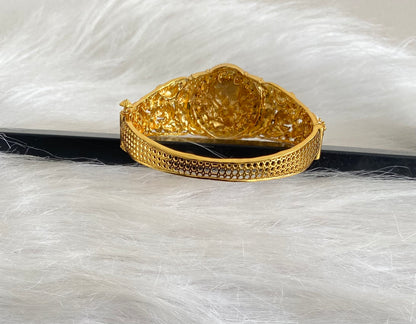 Antique gold tone lakshmi peacock pearl screw type kada/bracelet dj-54857