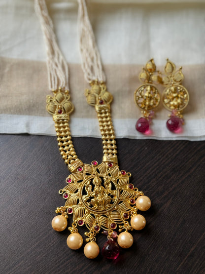 Antique gold tone Kemp Lakshmi Necklace Set-dj04157