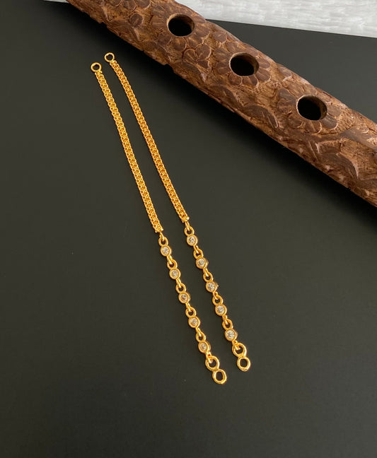 Gold tone AD white stone ear side chain dj-54044