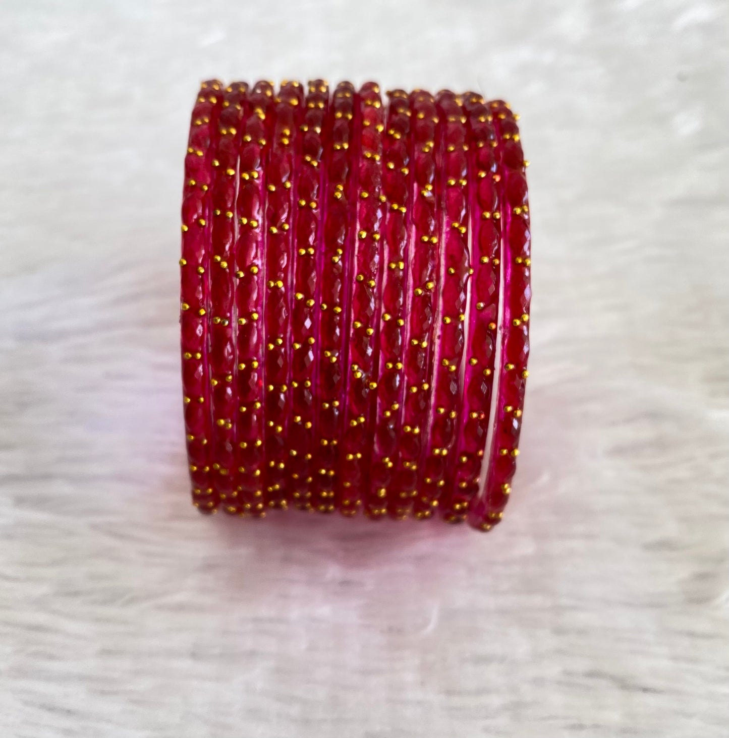 Set of 12 magenta pink glass bangles(2.8) dj-52817