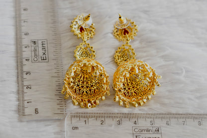 Two tone cz ruby long jhumkka dj-51881
