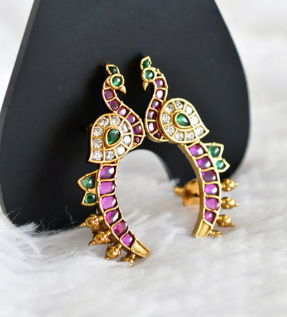 Matte finish kemp-green peacock khanpool earrings dj-52166