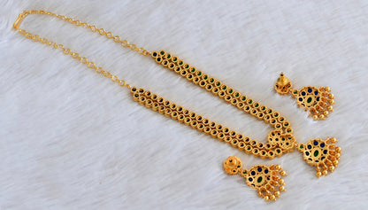 Matte finish blue-green double layer attigai/necklace set dj-53179