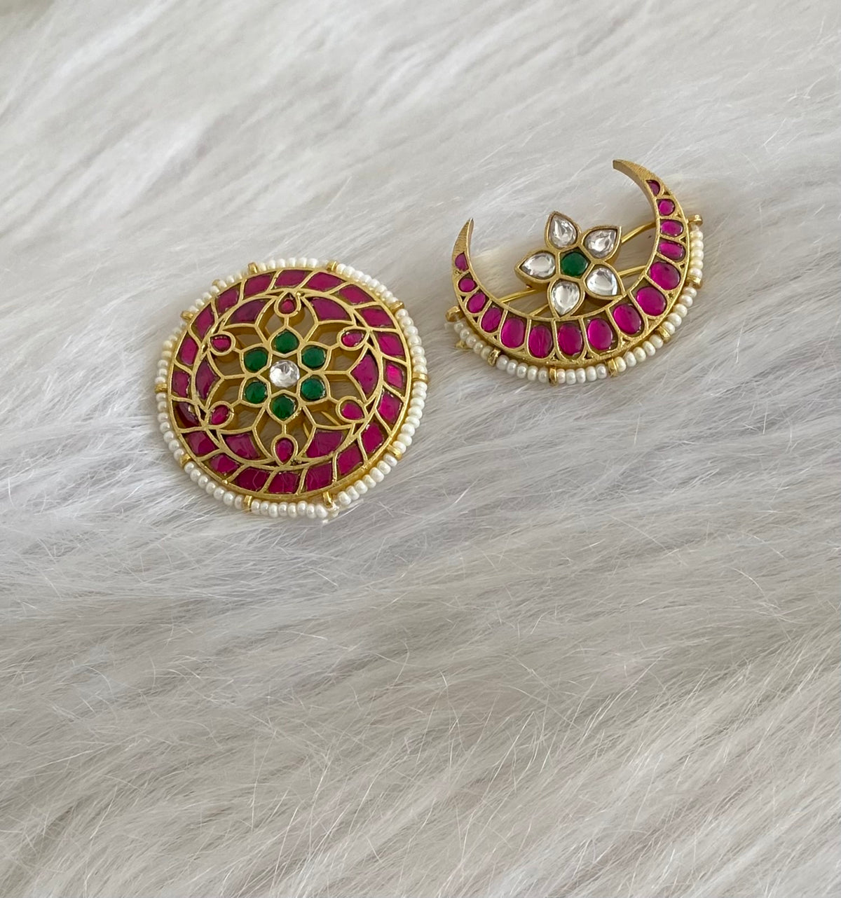 Gold tone kundan flower opanable sun moon hair jewel dj-55067