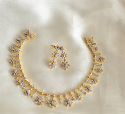 Two tone white flower necklace set dj-51973
