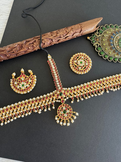 Gold tone kemp-green pearl mango head set/tikka dj-52061