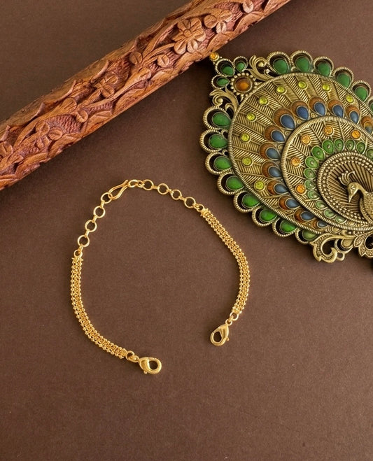 Gold tone necklace back chain dj-52241