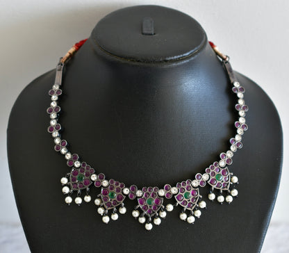 Black finish precious kemp-green pearl necklace dj-52509