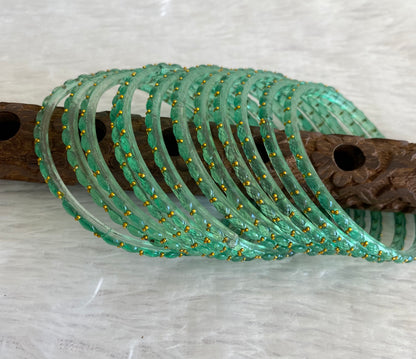 Set of 12 sea green glass bangles(2.4) dj-52776