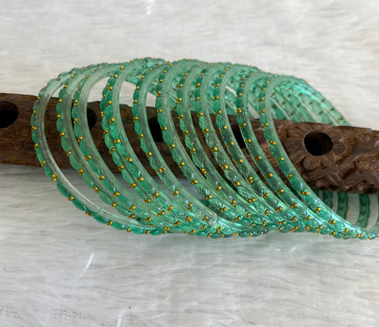 Set of 12 sea green glass bangles(2.4) dj-52776