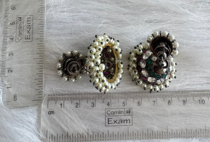 Black finish precious kemp AD green pearl jhumkka dj51024