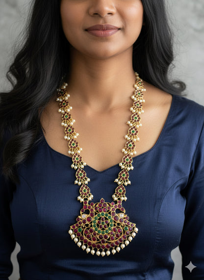 Gold tone precious kemp pearl peacock haar Dj-52304