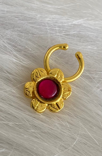 Gold tone kemp stone nose pin/bulakku dj-53786