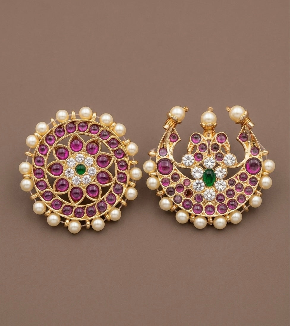 Gold tone precious kemp-green sun moon hair jewel dj-52251