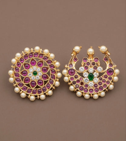 Gold tone precious kemp-green sun moon hair jewel dj-52251