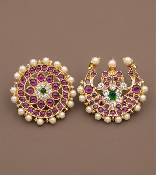 Gold tone precious kemp-green sun moon hair jewel dj-52251