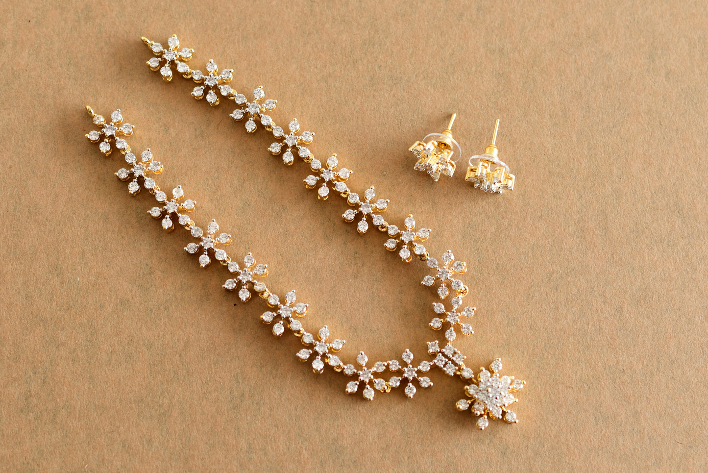 Two tone white flower necklace set dj-51975