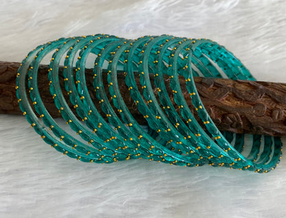 Set of 12 peacock green glass bangles(2.4) dj-52815