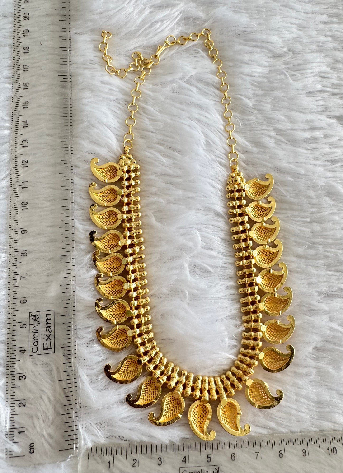 Matte gold tone kerala style mango necklace dj-51658