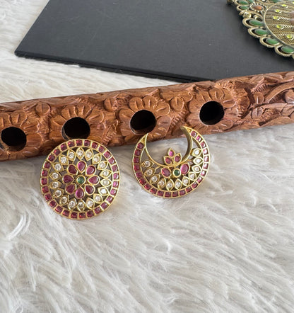 Antique gold tone kemp-green-white sun moon hair jewel dj-52019