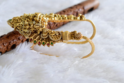 Antique gold tone cz pink-green jadau lakshmi peacock nakshi vanki/bajuband dj-51967