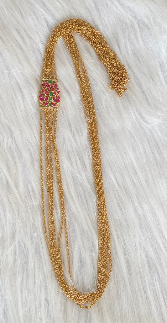 Antique gold tone peacock kundan jadau mugappu chandra haar dj-54189