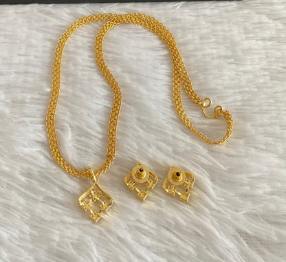 Gold tone 18 inches chain with white stone pendant set dj-54028