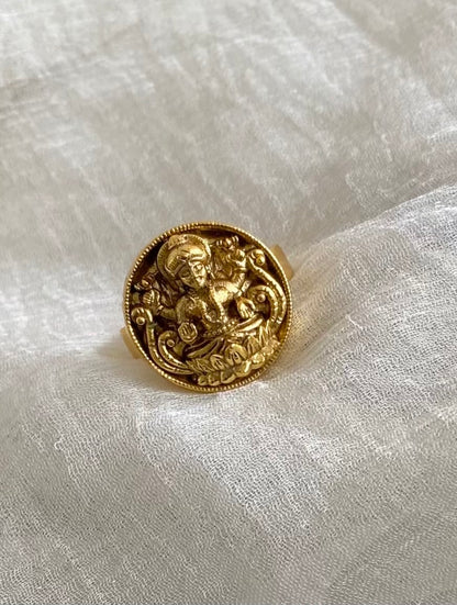 Antique gold tone lakshmi finger ring dj-54333