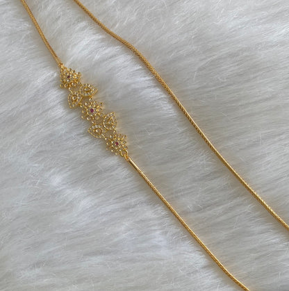 Gold tone white-pink stone mango flower 30 inches mugappu chain dj-54423