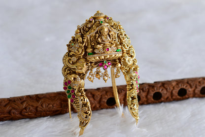 Antique gold tone cz pink-green jadau lakshmi peacock elephant nakshi vanki/bajuband dj-51965