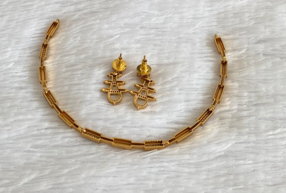 Antique gold tone cz white stone hasli necklace set dj-54407