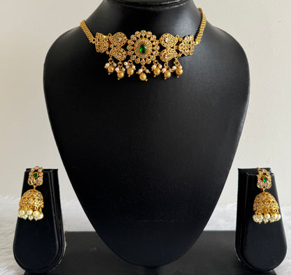 Matte finish mango color changeable choker necklace set dj-52090
