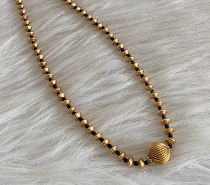 Antique gold tone black beaded mala/short haar dj-54969