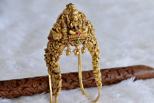 Antique gold tone cz pink-green jadau lakshmi peacock nakshi vanki/bajuband dj-51968