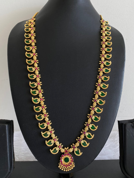 Gold tone Pink-green Kerala Style Mango Haar DJ21144