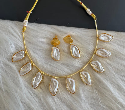 Gold tone pearl hasli necklace set dj-51248
