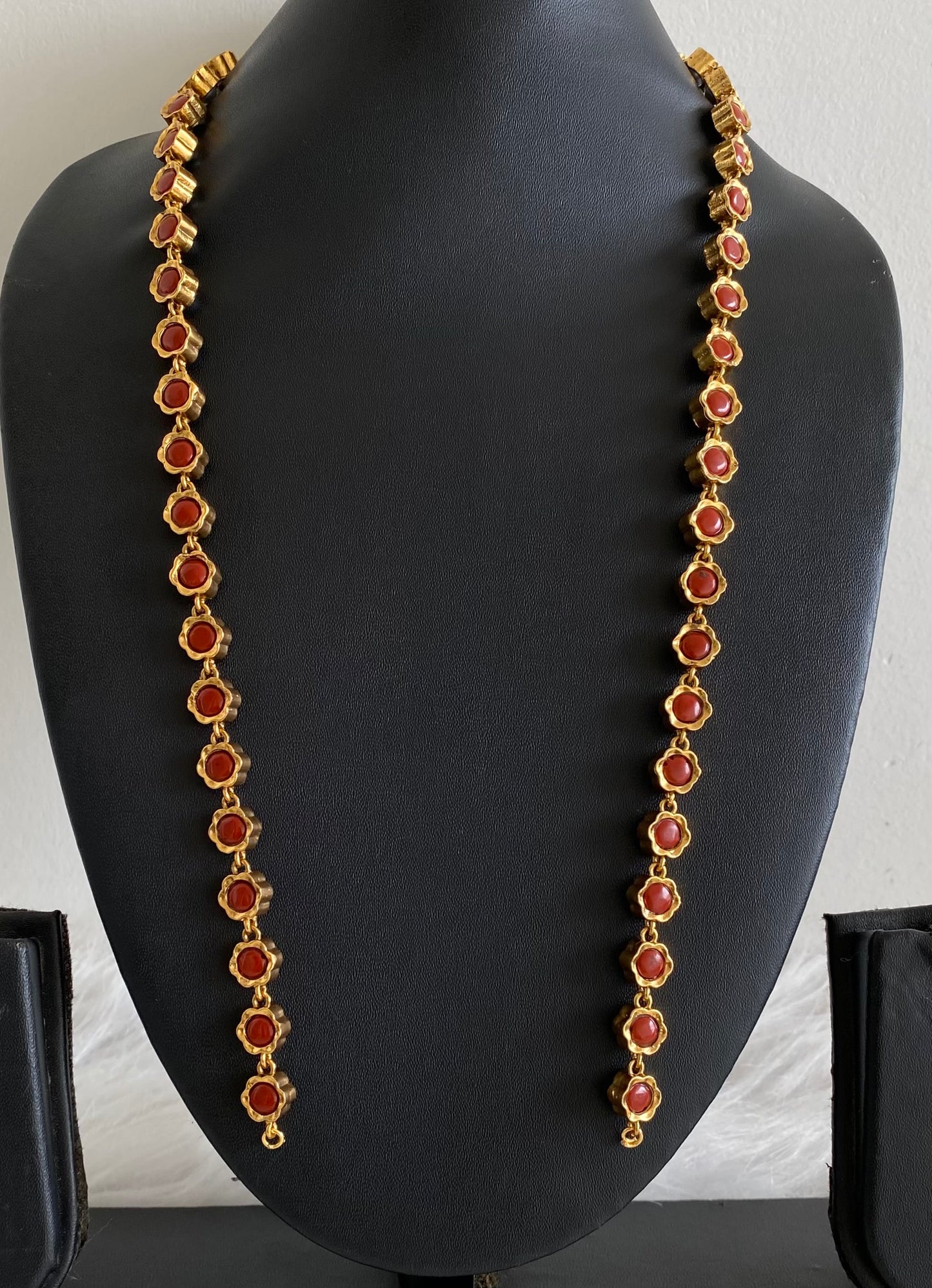 Antique gold tone coral-pearl reversible chain for pendant dj-54240