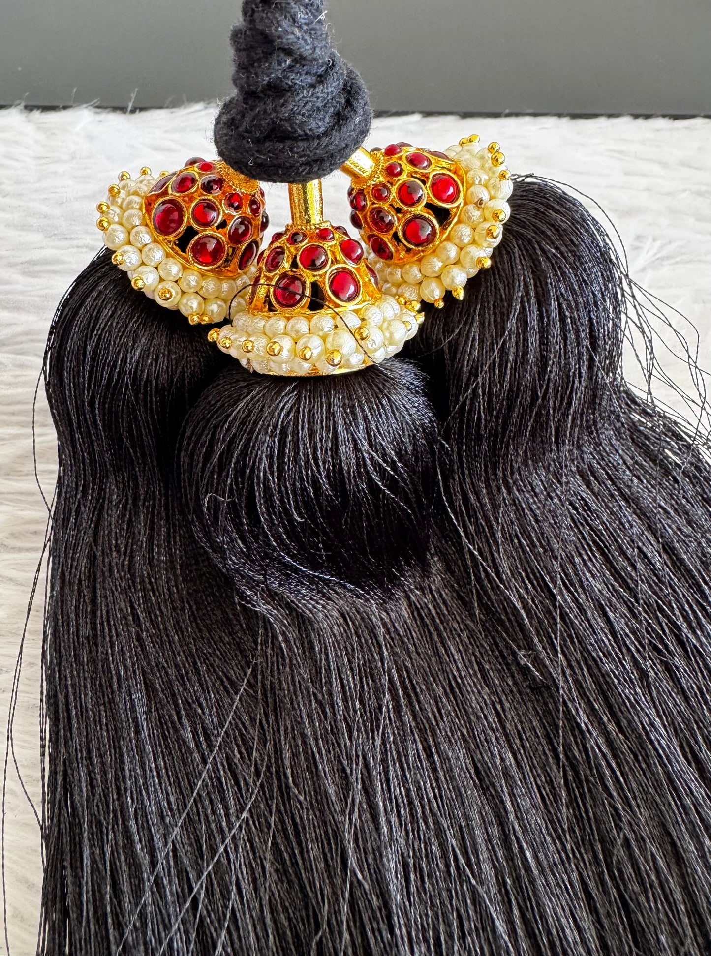 Gold tone kemp pearl kuppulu (Hair accessory) dj-52757