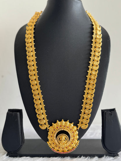 Gold tone pink-green mango-Lakshmi Kerala style haar dj-51732