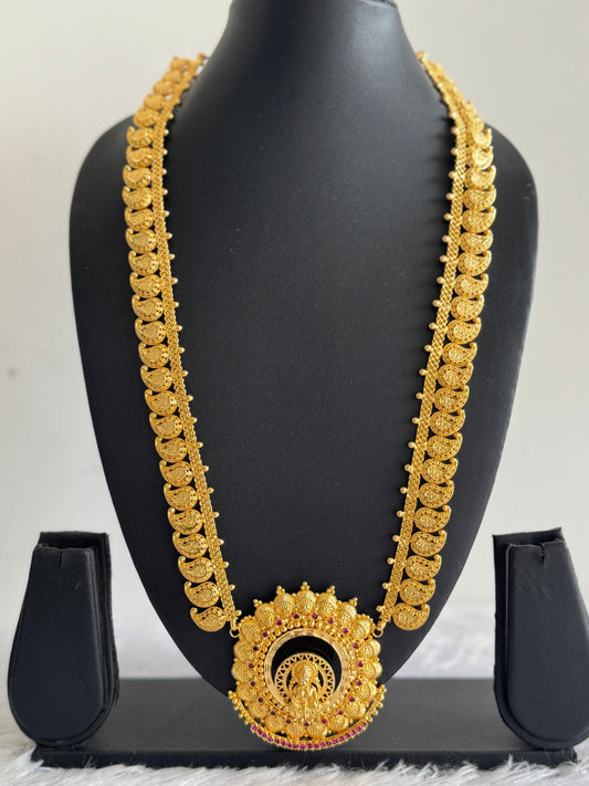 Gold tone pink-green mango-Lakshmi Kerala style haar dj-51732