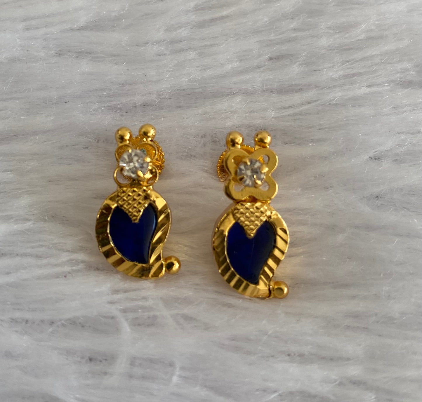 Gold tone blue Mango Kerala style stud/Earrings -dj52871