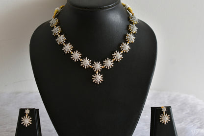 Two tone white flower necklace set dj-51974