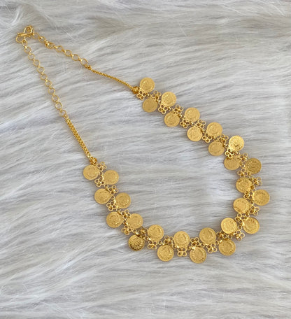 Gold tone pink stone lakshmi coin necklace dj-54146