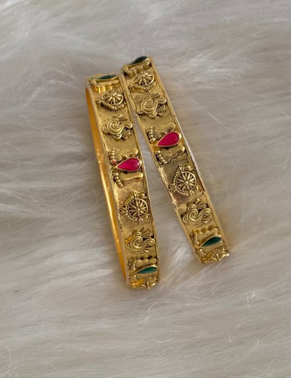 Antique gold tone shiva nama shankuchakra bangles(2.4) Dj-54846