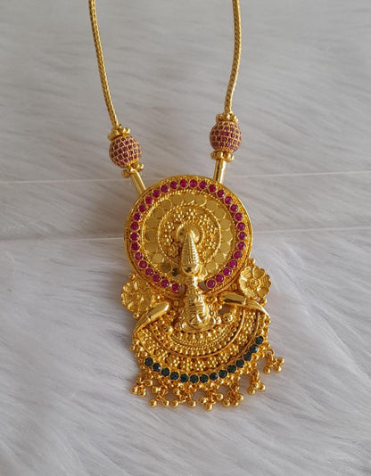 Gold tone pink-green Kerala Kathakali necklace dj-42429