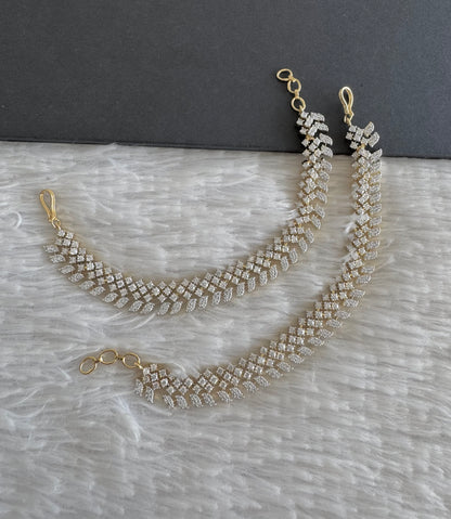 Two tone cz white stone ear side chain dj-52055